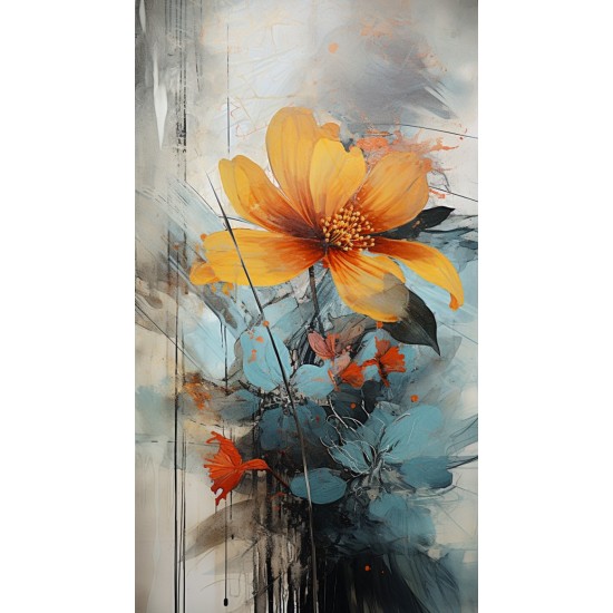 Orange painting flowers - Πίνακας σε καμβά Κάδρα / Καμβάδες