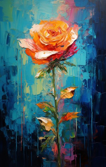 Orange rose - Πίνακας σε καμβά