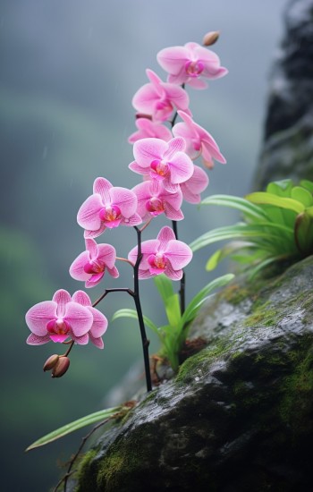 Orchid on a rock - Πίνακας σε καμβά