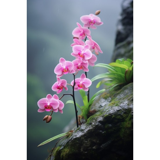 Orchid on a rock - Πίνακας σε καμβά Κάδρα / Καμβάδες