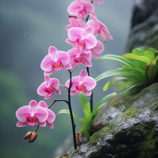 Orchid on a rock - Πίνακας σε καμβά