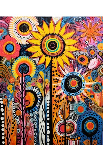 Psychedelic flowers - Πίνακας σε καμβά