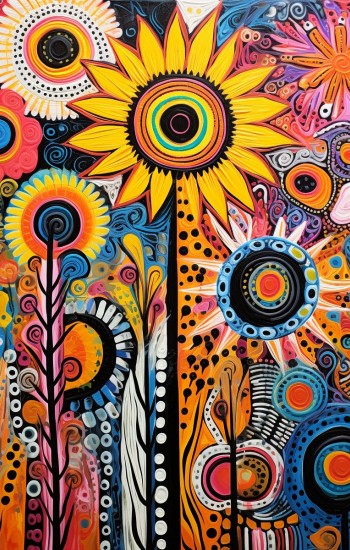 Psychedelic flowers - Πίνακας σε καμβά