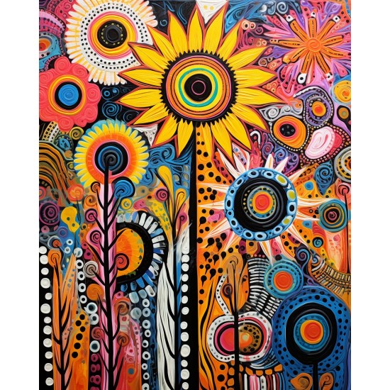Psychedelic flowers - Πίνακας σε καμβά