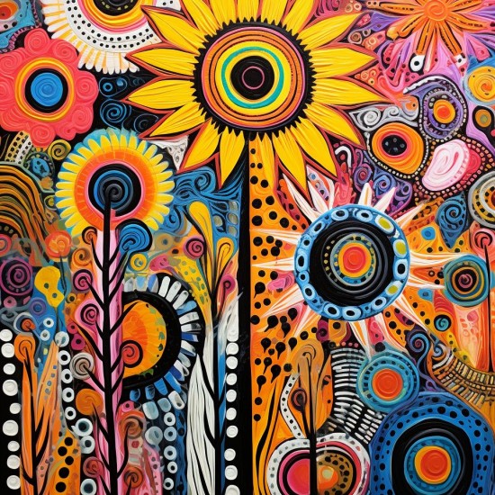 Psychedelic flowers - Πίνακας σε καμβά