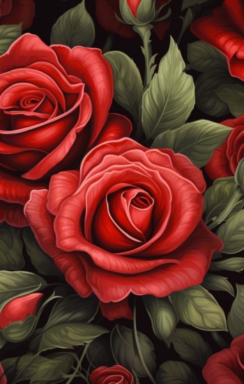 Romantic red roses - Πίνακας σε καμβά
