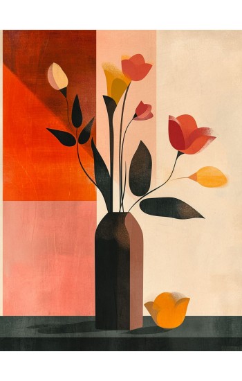 Vase with flowers - Πίνακας σε καμβά