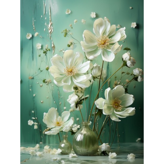White flowers in a vase - Πίνακας σε καμβά Κάδρα / Καμβάδες
