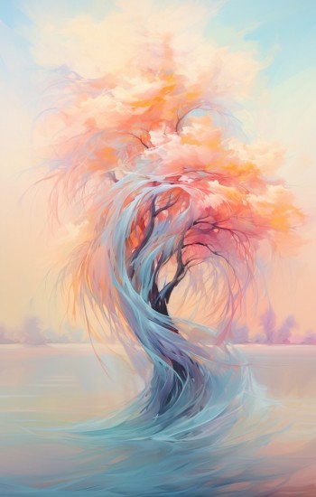 Willow tree in the wind - Πίνακας σε καμβά