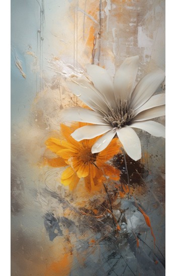 Yellow and white painting flowers - Πίνακας σε καμβά