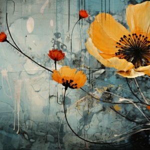 Yellow painting flowers - Πίνακας σε καμβά