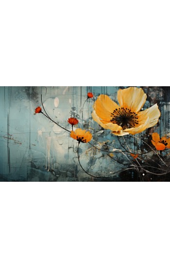 Yellow painting flowers - Πίνακας σε καμβά