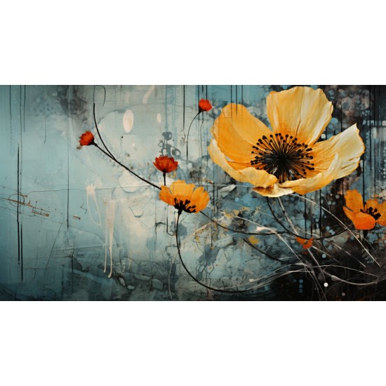 Yellow painting flowers - Πίνακας σε καμβά Κάδρα / Καμβάδες