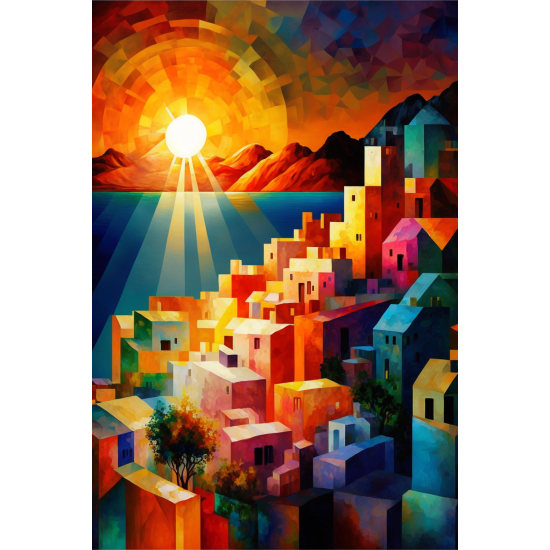 Sunset (colorful style) - Πίνακας σε καμβά Κάδρα / Καμβάδες