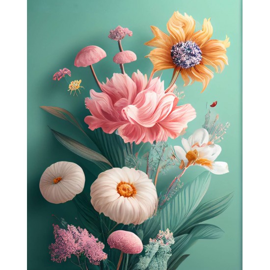 Flower mix  (pastel style) - Πίνακας σε καμβά Κάδρα / Καμβάδες