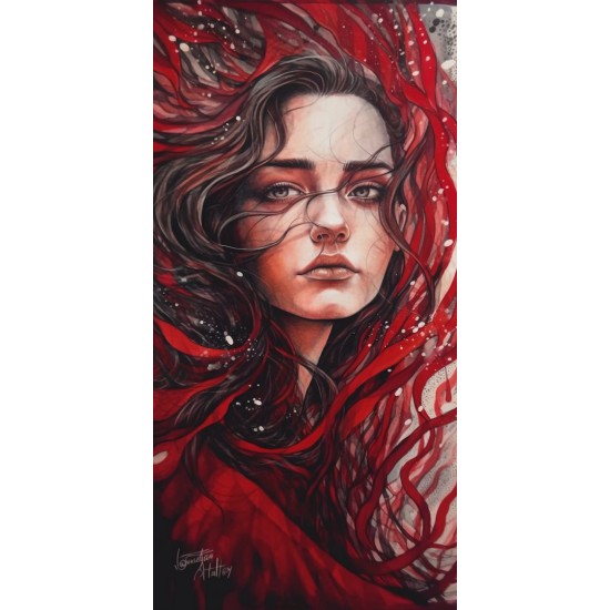 Amazing red woman - Πίνακας σε καμβά Κάδρα / Καμβάδες