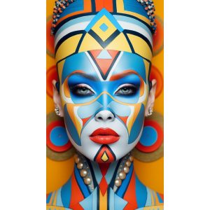 Colorful geometrics face - Πίνακας σε καμβά