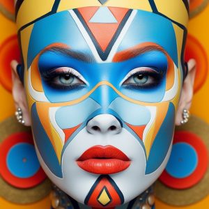 Colorful geometrics face - Πίνακας σε καμβά