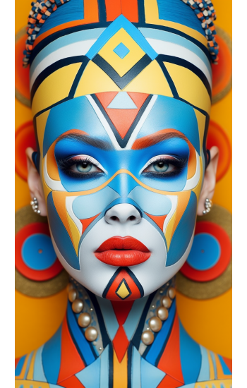 Colorful geometrics face - Πίνακας σε καμβά