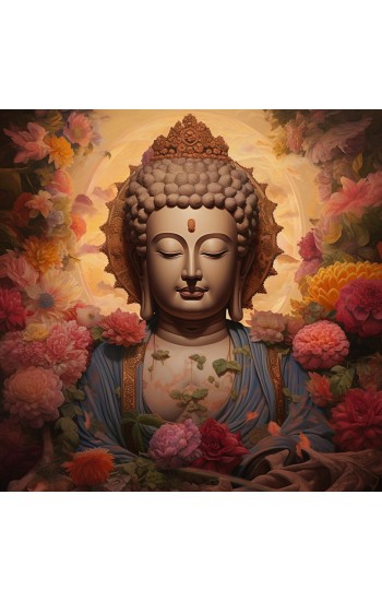 Flower Buddha -  Πίνακας σε καμβά