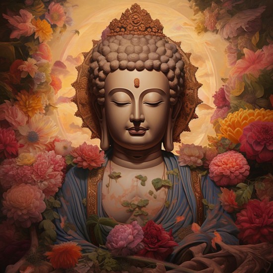 Flower Buddha - Πίνακας σε καμβά - Πίνακας σε καμβά Κάδρα / Καμβάδες