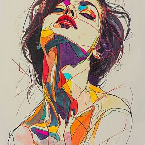 Woman drawing - Πίνακας σε καμβά