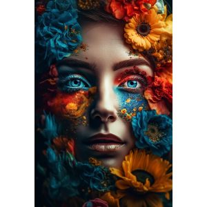 Woman dressed on flowers - Πίνακας σε καμβά
