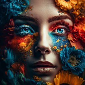 Woman dressed on flowers - Πίνακας σε καμβά