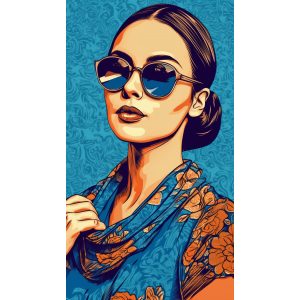 Woman in blue sunglasses - Πίνακας σε καμβά Woman in blue sunglasses - Πίνακας σε καμβά