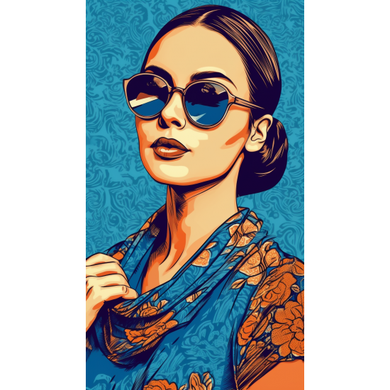 Woman in blue sunglasses - Πίνακας σε καμβά