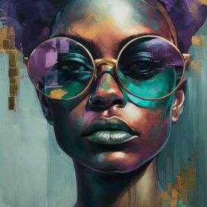 Woman in colorful sunglasses - Πίνακας σε καμβά