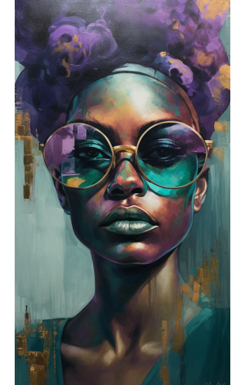 Woman in colorful sunglasses - Πίνακας σε καμβά