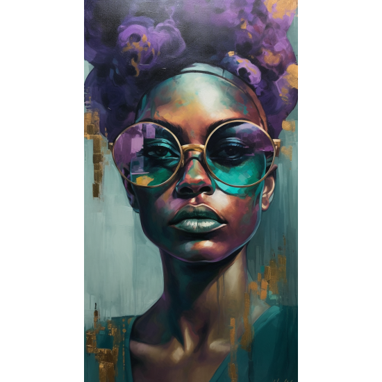 Woman in colorful sunglasses - Πίνακας σε καμβά Κάδρα / Καμβάδες