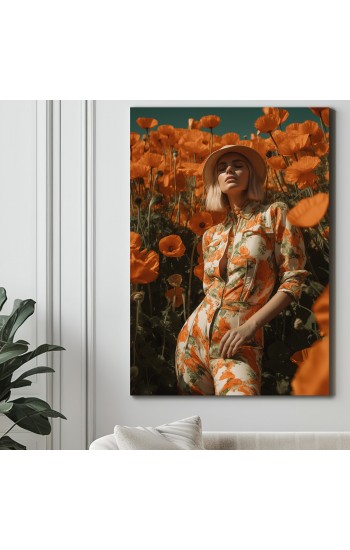 Woman in flowers forest print - Πίνακας σε καμβά