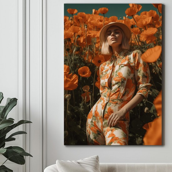 Woman in flowers forest print - Πίνακας σε καμβά Κάδρα / Καμβάδες