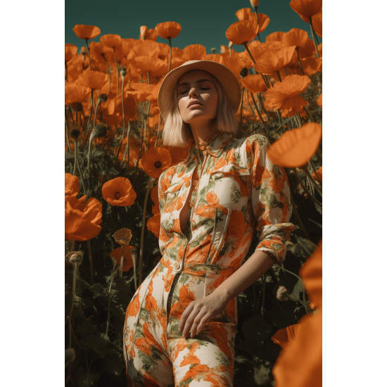 Woman in flowers forest print - Πίνακας σε καμβά Κάδρα / Καμβάδες
