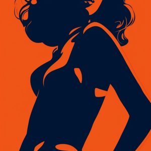 Woman on orange - Πίνακας σε καμβά
