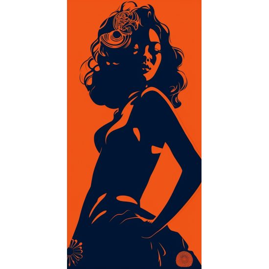 Woman on orange - Πίνακας σε καμβά