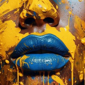 Woman with blue lips - Πίνακας σε καμβά