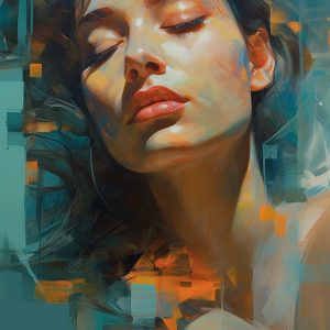 Woman with eyes closed - Πίνακας σε καμβά