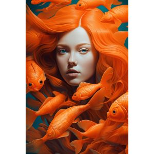 Woman with long red hair - Πίνακας σε καμβά