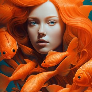Woman with long red hair - Πίνακας σε καμβά