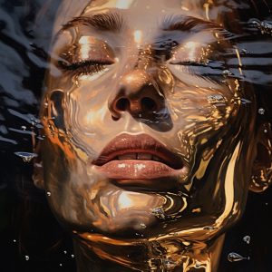Womans face in shiny surface - Πίνακας σε καμβά