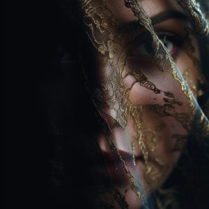 Womans face with lace - Πίνακας σε καμβά