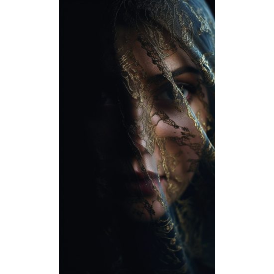 Womans face with lace - Πίνακας σε καμβά Womans face with lace - Πίνακας σε καμβά