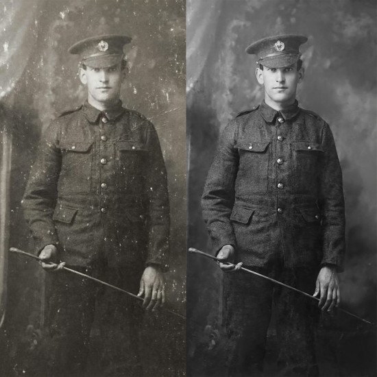 αποκατάσταση κατεστραμμένης φωτογραφίας πριν και μετά, χρωματισμός ασπρόμαυρης φωτογραφίας, βελτίωση ανάλυσης παλιάς φωτογραφίας, photo restoration before after, image upscaling φωτογραφία