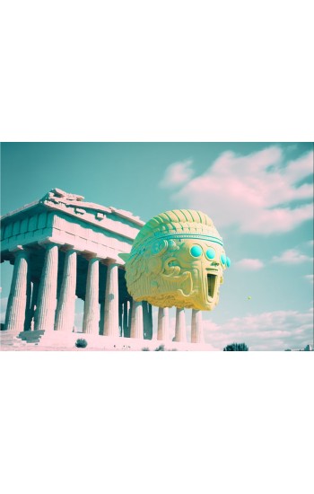 Alien spaceship flying over Acropolis - Πίνακας σε καμβά