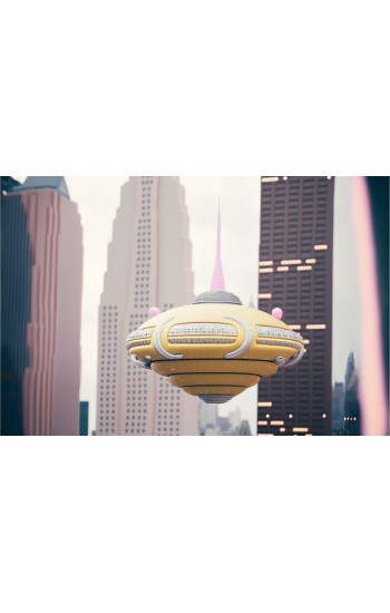 Alien spaceship flying over New York - Πίνακας σε καμβά