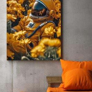 Astronaut in flowers - Πίνακας σε καμβά
