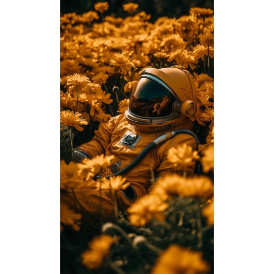 Astronaut in flowers - Πίνακας σε καμβά